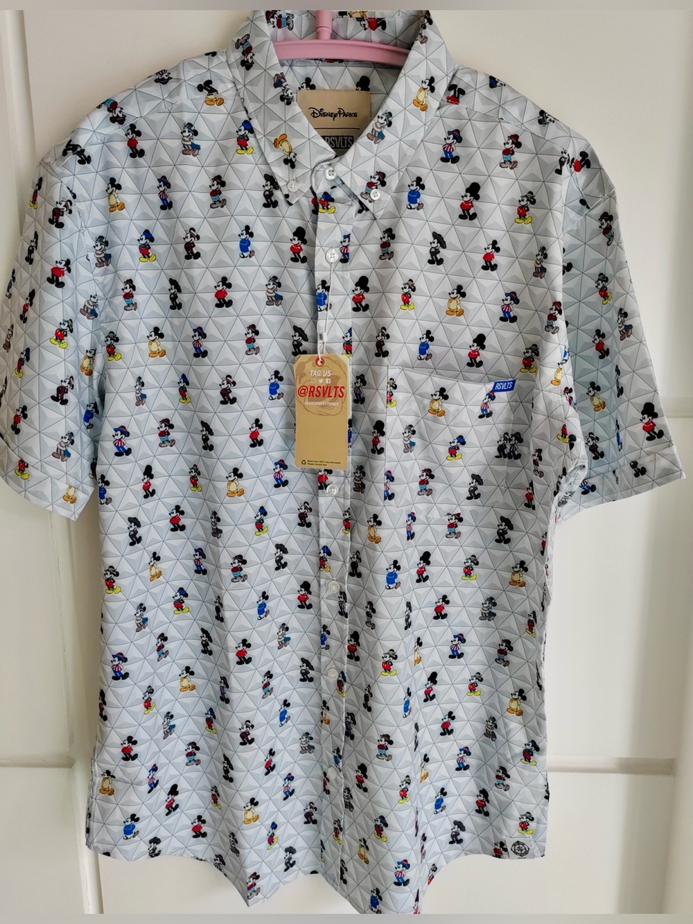 NWT Disney Parks EPCOT World Showcase Mickey Mouse RSVLTS Button Down Shirt
